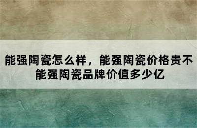 能强陶瓷怎么样，能强陶瓷价格贵不 能强陶瓷品牌价值多少亿